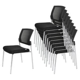 Stackable four-legged chairs K9 V in black with mesh back and chrome frame by hjh OFFICE