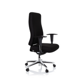 Black Professional Office Chair FORCOM with armrests and five-caster base by hjh OFFICE – 360-degree view (front three-quarter view 60°)