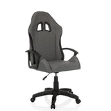 Grey Gaming chair GAMEBREAKER W01 with two headrest cut-outs and five-caster base by MyBuero – 360-degree view (front three-quarter view 30°)