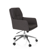 Dark grey Home Office Chair SHAKE 350 with quilted pattern and five-caster base by hjh OFFICE – 360-degree view (front three-quarter view 60°)