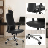 Professional Executive Chair YUCANO I in black with detailed views of the seat, mechanism and base by hjh OFFICE