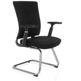Black cantilever chair CAPTIVO PRO V with armrests and fabric upholstery by hjh OFFICE – 360-degree view (front three-quarter view 45°)