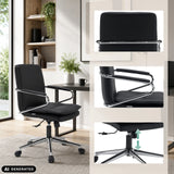 Black Home Office Chair Rovento with armrests and chrome caster base by hjh OFFICE
