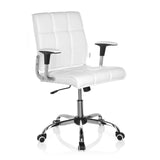 White Home Office Chair ERNESTO with quilted upholstery and five-caster base by hjh OFFICE – 360-degree view (front three-quarter view 40°)