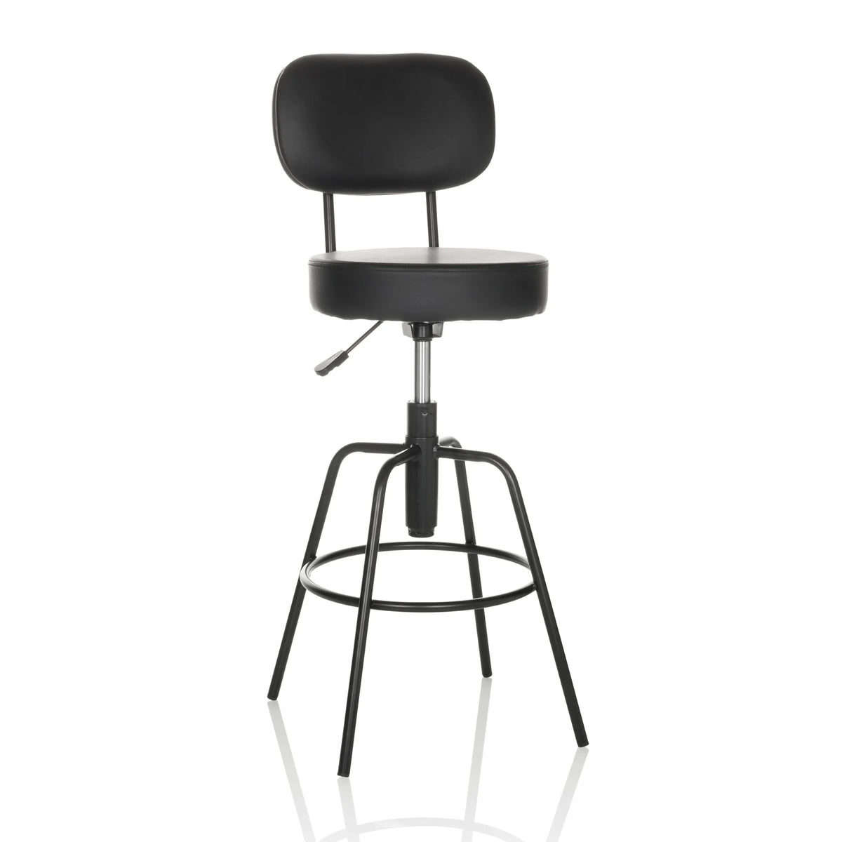 Black Bar stool DISC HIGH with backrest and round footrest by hjh OFFICE – 360-degree view (front view 15°)