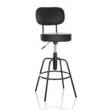 Black Bar stool DISC HIGH with backrest and round footrest by hjh OFFICE – 360-degree view (front view 15°)