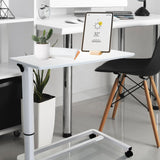 White tabletop of the STAND II Standing desk with adjustable leg and castors by hjh OFFICE