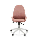 Pink Home Office Chair AVEA with armrests and white five-caster base by hjh OFFICE – 360-degree view (front view 0°)