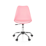 Pink Home Office Chair FANCY PRO with base and five castors by hjh OFFICE – 360-degree view (front view 0°)