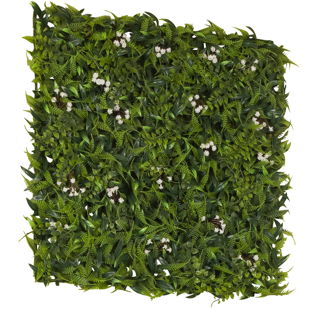 Green Plant mat MORE GREEN I with fern leaves and small white flowers by hjh OFFICE – 360-degree view (rear three-quarter view 120°)