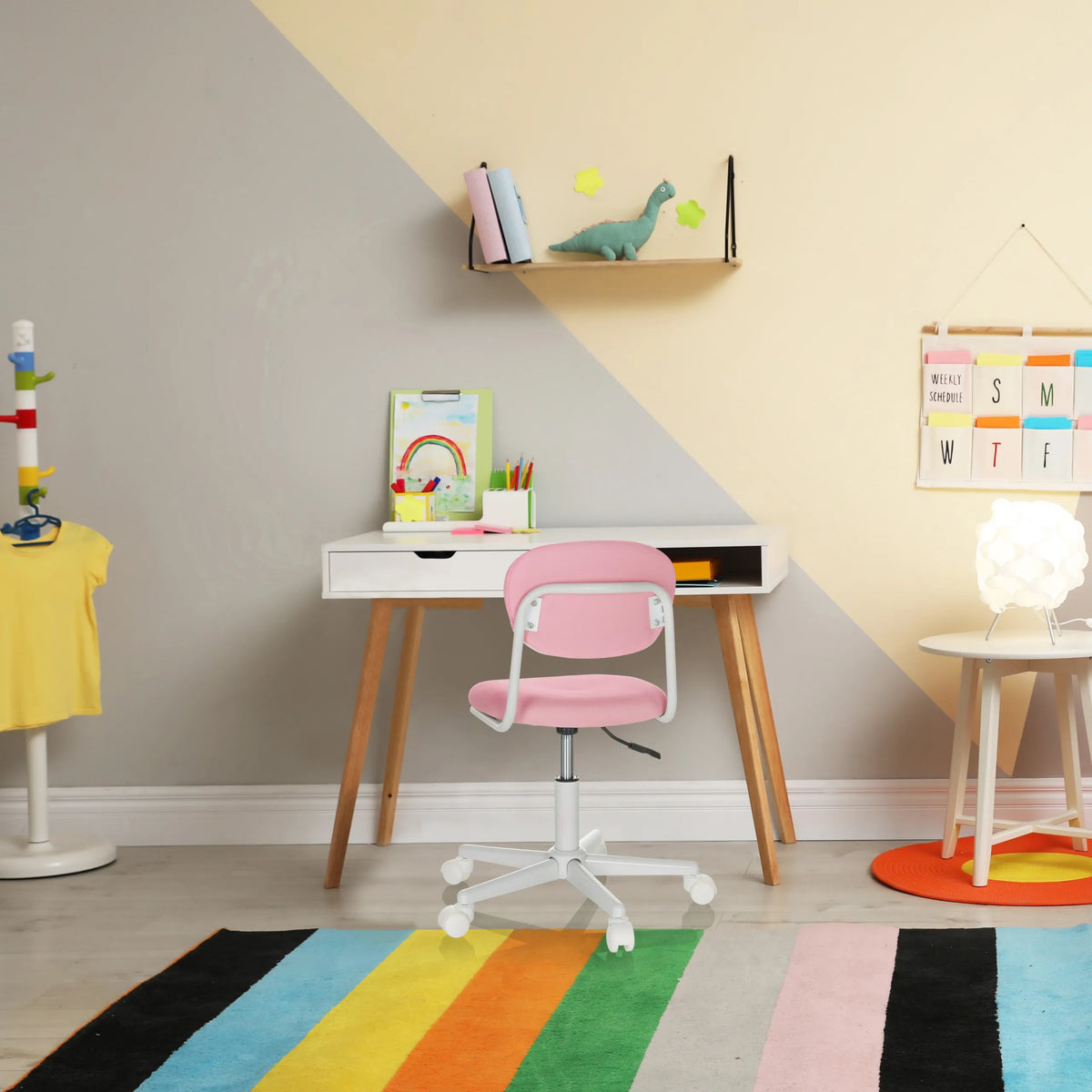 Pink Swivel Chair – Children KIDDY BASE I with white base and castors by hjh OFFICE