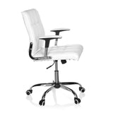 White Home Office Chair ERNESTO with quilted upholstery and five-caster base by hjh OFFICE – 360-degree view (side profile 80°)