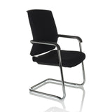 Black Cantilever chair LEVIA VP with armrests and chrome frame by hjh OFFICE – 360-degree view (front three-quarter view 60°)