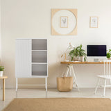 Grey Shelf SIO with one closed door and two open shelves by hjh LIVING