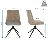 Dimensional drawing of the Upholstered chair TARVISO I with a total height of 89 cm and a seat width of 44 cm by hjh LIVING