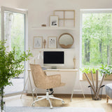 Beige Home Office Chair SOLAO LIFE W with castors and white frame by hjh LIVING