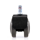 Swivel castor with metal pin of the 5x ROLO FREE 11mm/50mm castors for hard floors in black by hjh OFFICE