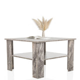 Grey Coffee Table BISMO with square top and a shelf by hjh LIVING