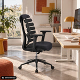 Black Professional Office Chair ERGO LINE II with segmented backrest and caster base by hjh OFFICE (AI-generated image)