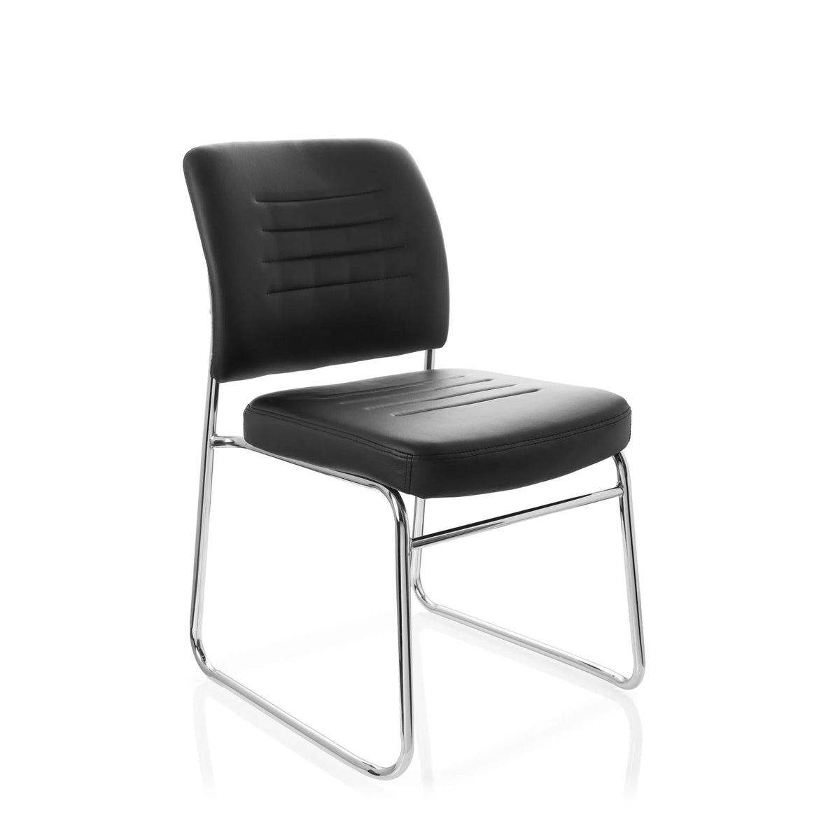 Black guest chair TONSO V with upholstery and sled base by hjh OFFICE – 360-degree view (front three-quarter view 40°)