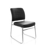 Black guest chair TONSO V with upholstery and sled base by hjh OFFICE – 360-degree view (front three-quarter view 40°)