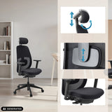 Adjustable headrest and lumbar support of the Professional Office Chair Skandis Pro by hjh OFFICE (AI-generated image)