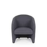 Dark grey Upholstered armchair SAN JUAN with rounded backrest and armrests by hjh OFFICE – 360-degree view (front view 0°)