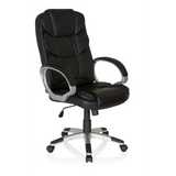Black Home Office Executive Chair RELAX BY155 with armrests and five-caster base by MyBuero – 360-degree view (front three-quarter view 40°)