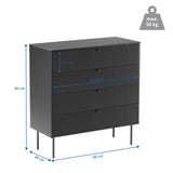 Dimensional drawing of the Chest of drawers KARBY K with 90 × 95 cm and a load capacity of 50 kg by hjh LIVING