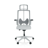 Grey Professional Office Chair ARCEO W with mesh back, headrest and five-caster base by hjh OFFICE – 360-degree view (front view 0°)
