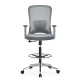 Grey Counter chair Top Work 44 W with mesh back, foot ring and five-caster base by hjh OFFICE – 360-degree view (front view 0°)