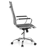 Black Professional Executive Chair VEMONA 20 with diamond stitching, armrests and five-caster base by hjh OFFICE – 360-degree view (side profile 100°)