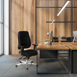 Black Professional Office Chair ZENIT COMFORT with armrests and castors at a desk by hjh OFFICE