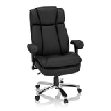 Black Swivel Chair BUILDER XXL I made of faux leather with star base and five castors by hjh OFFICE – 360-degree view (front view 20°)