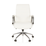 Cream white Professional Executive Chair ASPERA 10 with armrests and five-caster base by hjh OFFICE – 360-degree view (front view 0°)
