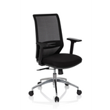 Black Professional Office Chair PROFONDO with mesh back and five-caster base by hjh OFFICE – 360-degree view (front three-quarter view 40°)