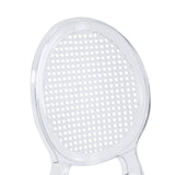 Transparent backrest with perforated pattern of the Four-legged chair CRISTALIO by hjh LIVING