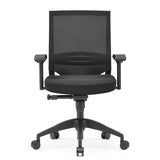 Black Professional Office Chair PORTO BASE with mesh back and five-caster base by hjh OFFICE – 360-degree view (front view 0°)