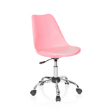Pink Home Office Chair FANCY PRO with base and five castors by hjh OFFICE – 360-degree view (front three-quarter view 40°)