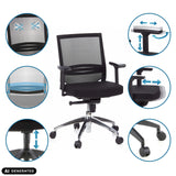 Adjustable features of the PORTO PRO Professional Office Chair in black by hjh OFFICE (AI-generated image)