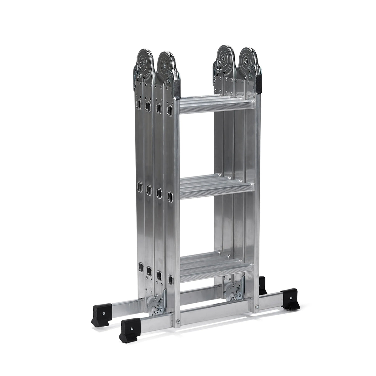 Silver aluminium Folding Ladder SOLID W3 with twelve steps by hjh OFFICE – 360-degree view (front view 0°)