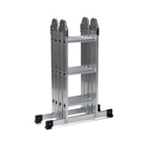 Silver aluminium Folding Ladder SOLID W3 with twelve steps by hjh OFFICE – 360-degree view (front view 0°)