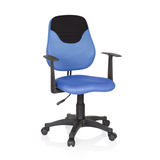 Blue Swivel Chair – Children KIDDY STYLE with mesh back, armrests and five-caster base by hjh OFFICE – 360-degree view (front view 20°)