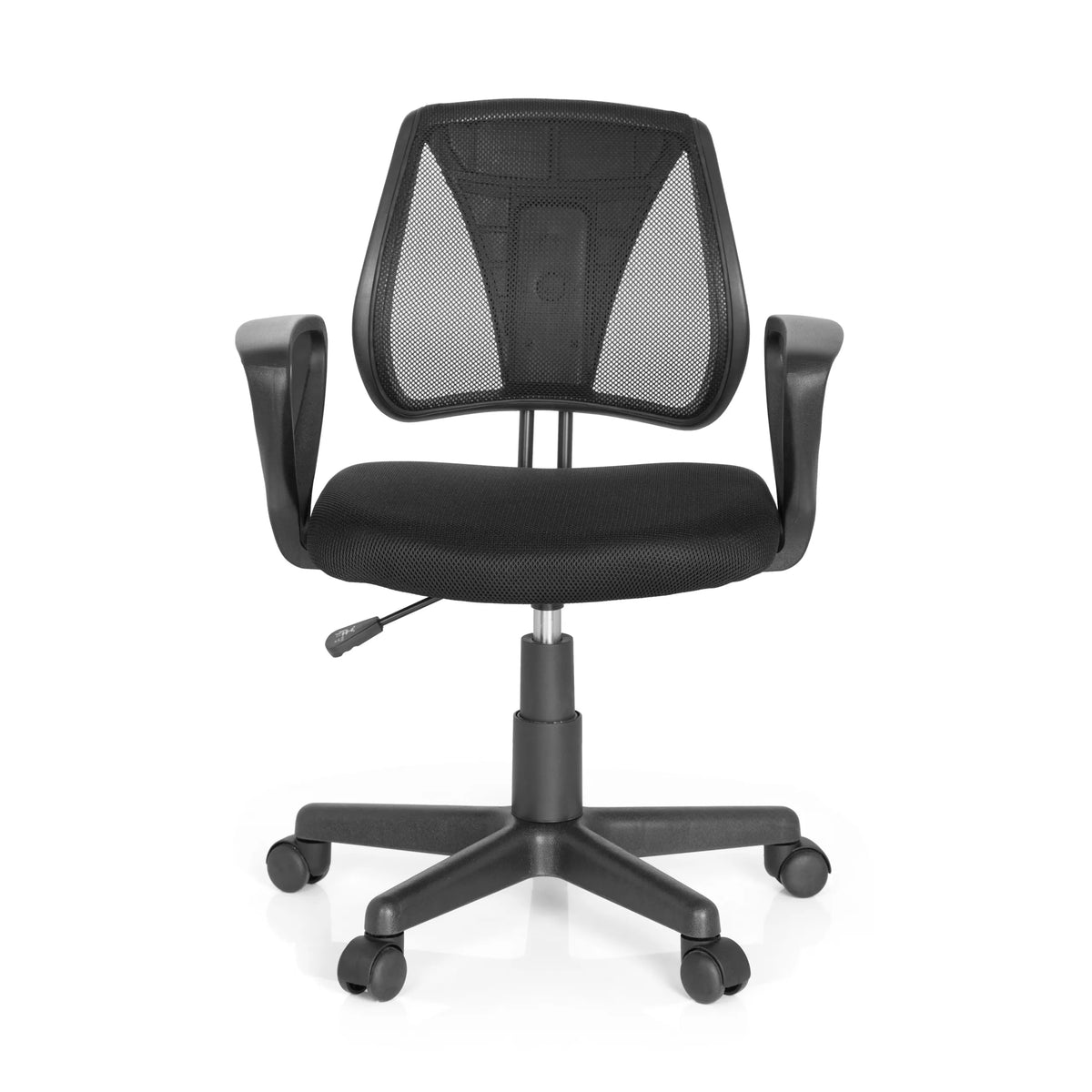 Black Swivel Chair – Children KIDDY CD with mesh back and five-caster base by hjh OFFICE – 360-degree view (front view 0°)