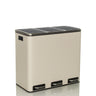 Beige Clean 9 wastepaper bin with three compartments and silver-coloured foot pedals by hjh OFFICE