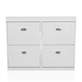 White Shoe Cabinet ESTHA 4 with four drawers and silver-coloured handles by hjh LIVING