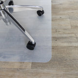 Castors of an office chair on the milky white FORTIFLEX office mat on a wooden floor by hjh OFFICE