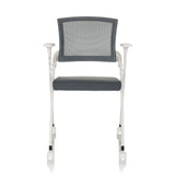 Grey Folding chair PRIORITY II W with mesh back, armrests and castors by hjh OFFICE – 360-degree view (front view 0°)