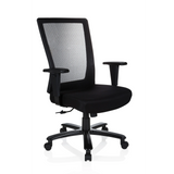 Black Swivel Chair XXL EXTENDER with mesh back and five-caster base by hjh OFFICE – 360-degree view (front three-quarter view 40°)