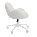 White Swivel Chair – Children KID TEDDY I with textured upholstery and five-caster base by hjh OFFICE – 360-degree view (side profile 80°)